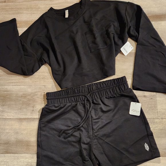 FREE PEOPLE 2 PIECE SUNNY SET FIT - BLACK - Picture 6 of 6